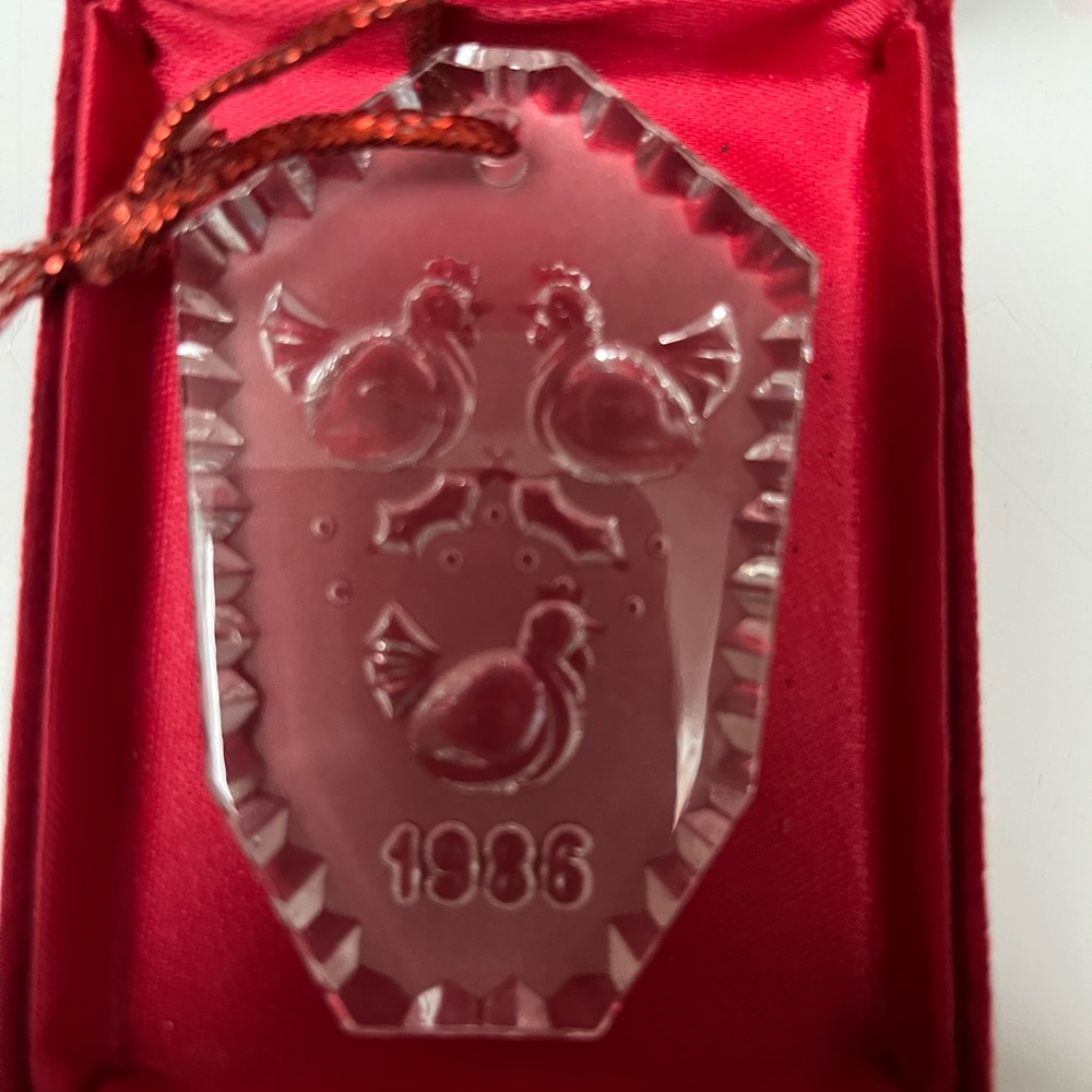 Waterford Crystal Ornament with Partridges 1986. Original Box